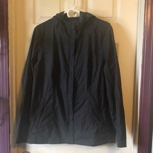 A black light weight rain jacket